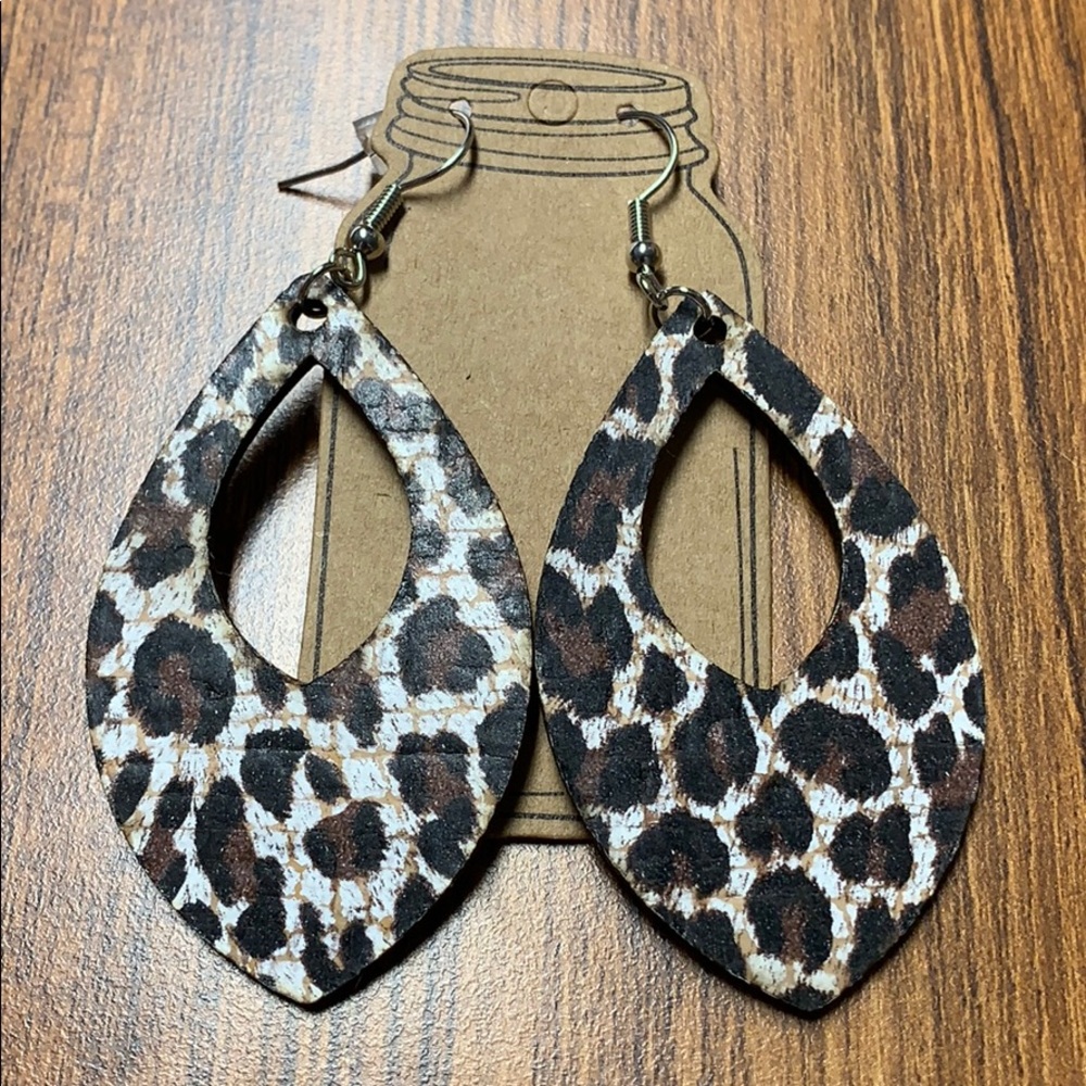Leopard Print Cork Teardrop Earring